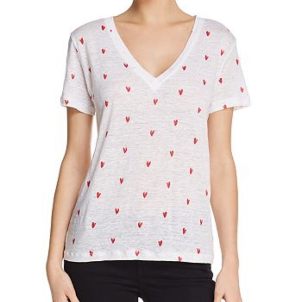 Rails heart print v-neck short sleeve tee